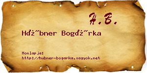 Hübner Bogárka névjegykártya